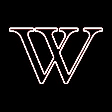 Logo stylisé en forme de lettre 'W' sur fond noir.